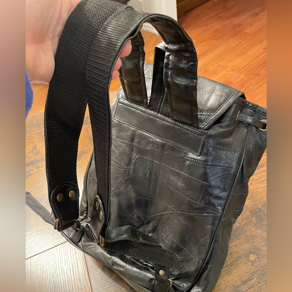 1990s Leather Drawstring Backpack - Picture 9 of 9